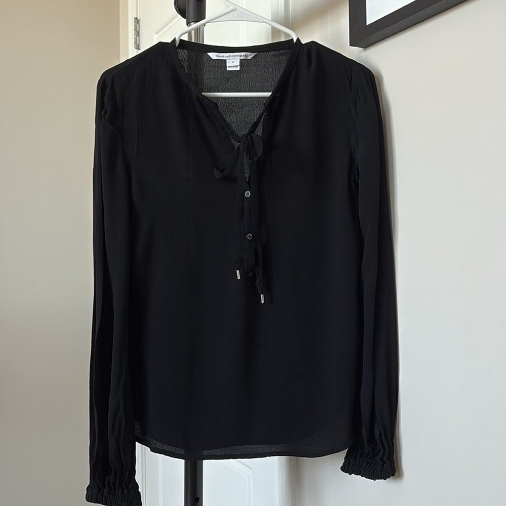 Diane von Furstenberg black Tie Blouse